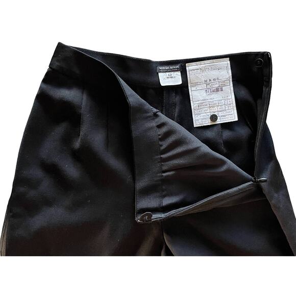 GIORGIO ARMANI Wool High Rise Pant Trousers Ribbon Trim Designer Italy 42/8 EUC - Picture 4 of 8